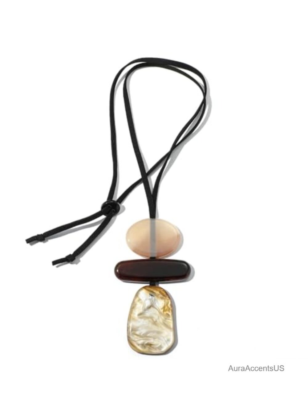 Bohemian Resin Pendant Necklace Layered Abstract Statement Cord